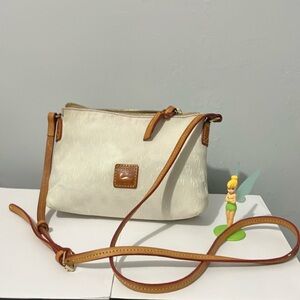 Dooney & Bourke Crossbody Cream Canvas and tan leather